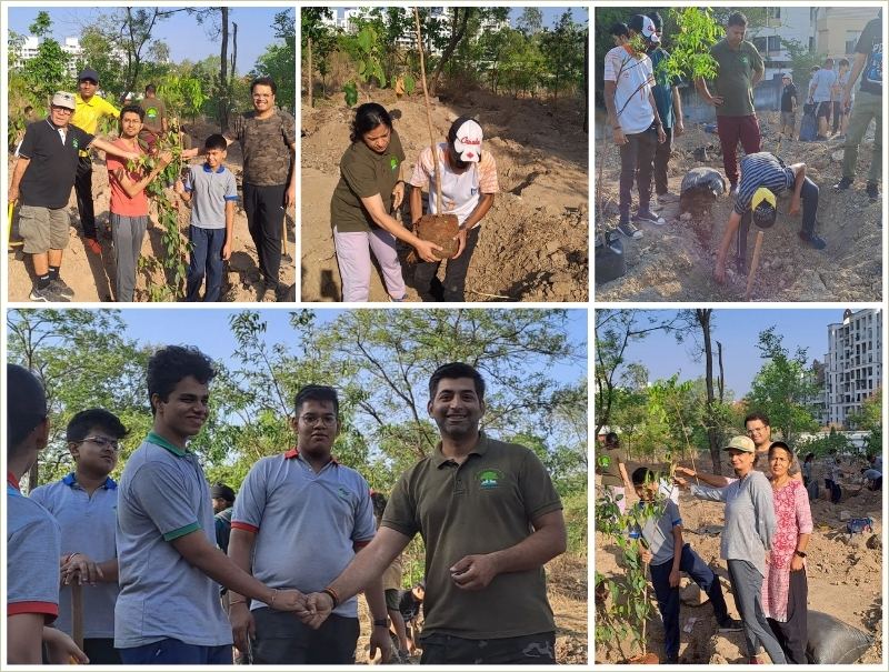30 students from Hutchings and Kalyani School and Bharati Vidyapeeth planted trees at Anandvan 1